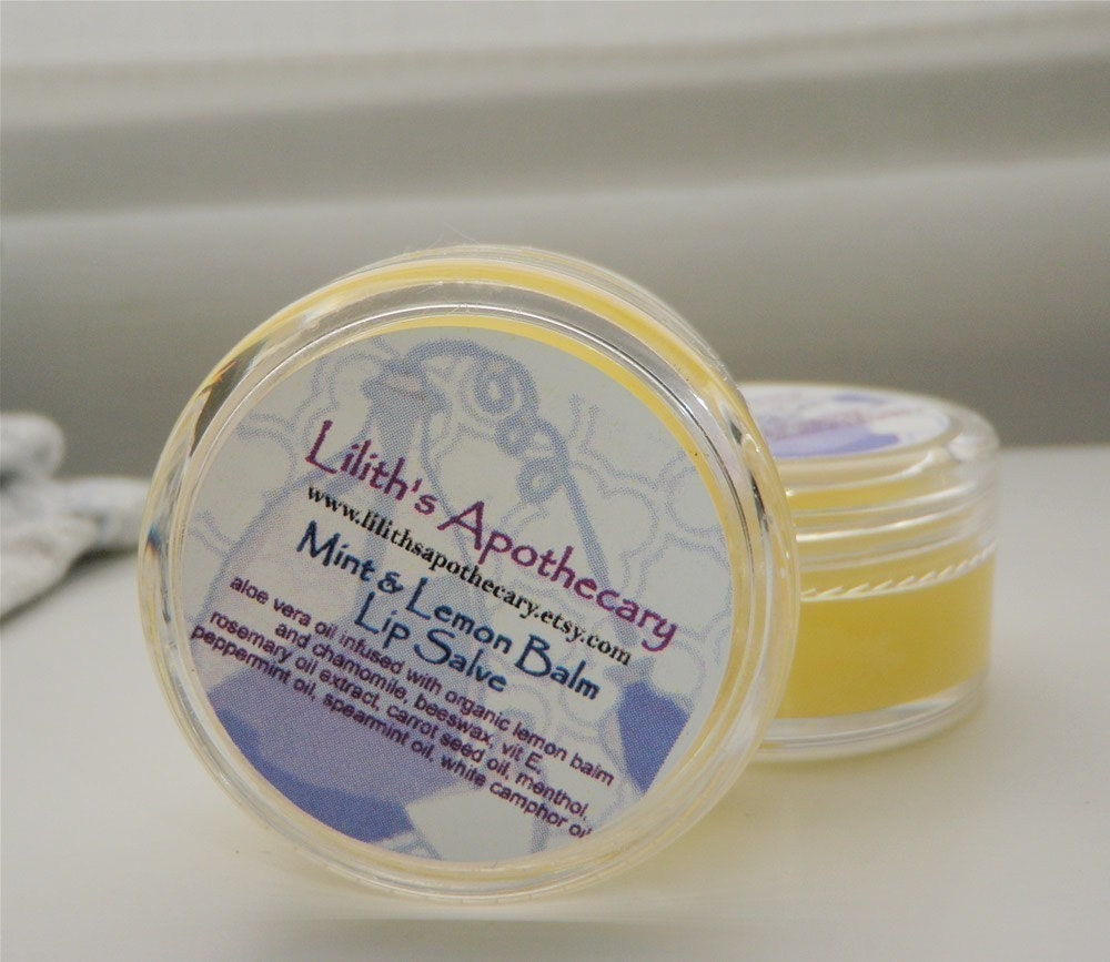 Lip Salve - Mint and Lemon Balm - minty tingle - therapeutic for cold sores - 10ml