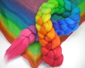 hand dyed superwash roving wool top spinning fiber rainbow progression GRATEFUL DYED 4 oz.