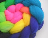hand dyed superwash roving wool top spinning fiber gradient progression NEON LIGHTS 4 oz.