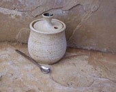 SALE - White Handmade Stoneware Ceramic Pottery Salt Crock