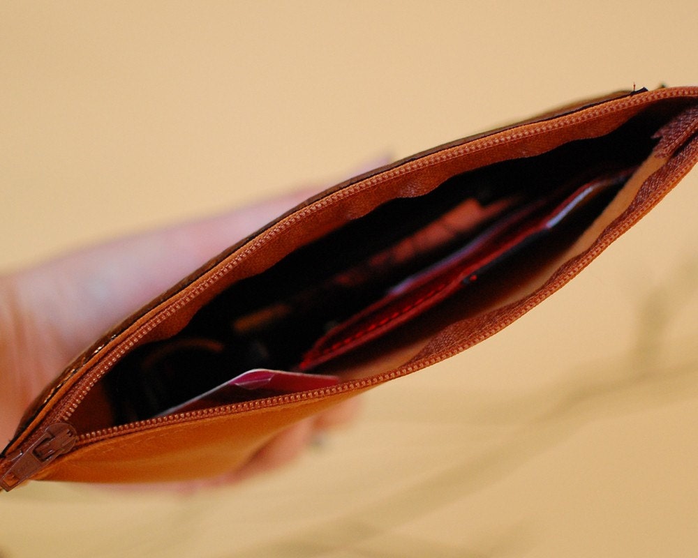 Who-Who Brown and Copper Owl Zip Pouch