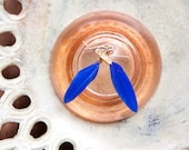 small colbalt blue feather earrings