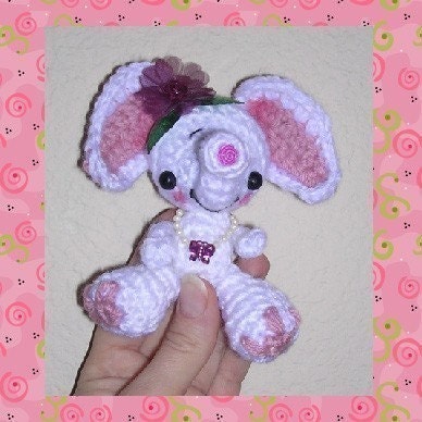 Digital PDF Crochet Pattern for Ellie the Elephant My 5th Milk Cap Cutie Easy Party Favor Toy Doll Ornament