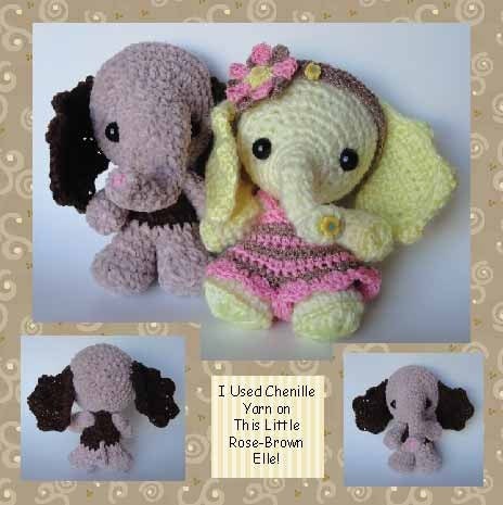 SALE Digital PDF Chiffon the Little Lemon Elephant Crochet Pattern Stuffed Doll Toy by Peggytoes