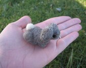 Needle Felted Gray Lop Eared Bunny Wool Figure