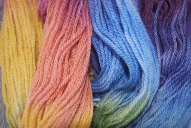 hand dyed pure wool...autumn rainbow in 16ply...