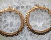 My vintage 40mm beaded gingerbread brass bezel settings...by the pair.