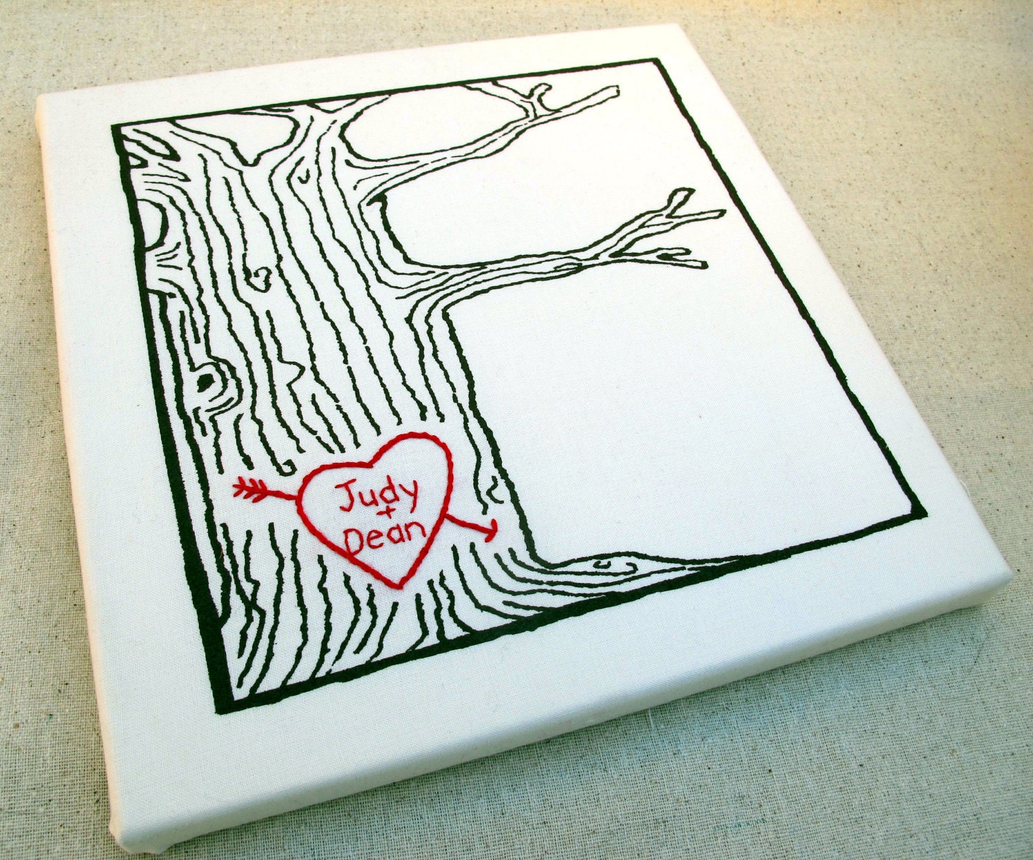 custom heart -- tree print wall art -- personalized with your names or initials