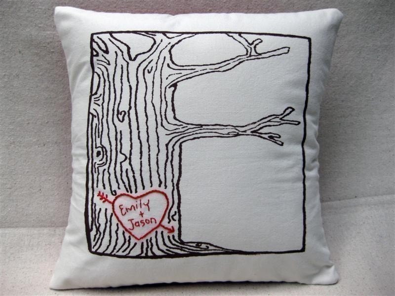 cover WITH insert -- custom heart -- tree print pillow -- personalized with your names or initials