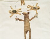 Spun Cotton Vintage Style Woodland Circus Chipmunk Juggling Bear