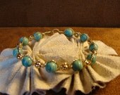 Black Friday Etsy 25 percent off Cyber Monday Etsy 25 percent off 8mm Malachite Beads and 14K Rolled Gold Bangle Bracelet