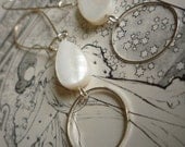 dangle earrings - hoop and white shell earrings - cloud tear drop earrings