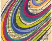 New Worlds - Original Gouache Painting on Antique Book Paper