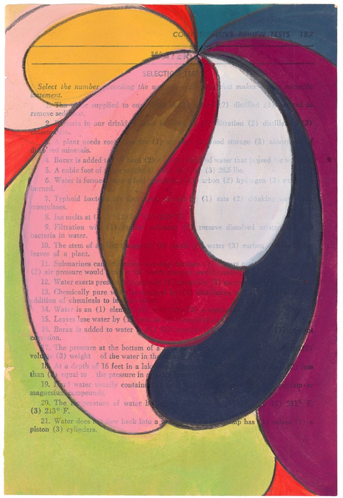 Pinwheel - Original Gouache Painting on Antique Book Paper