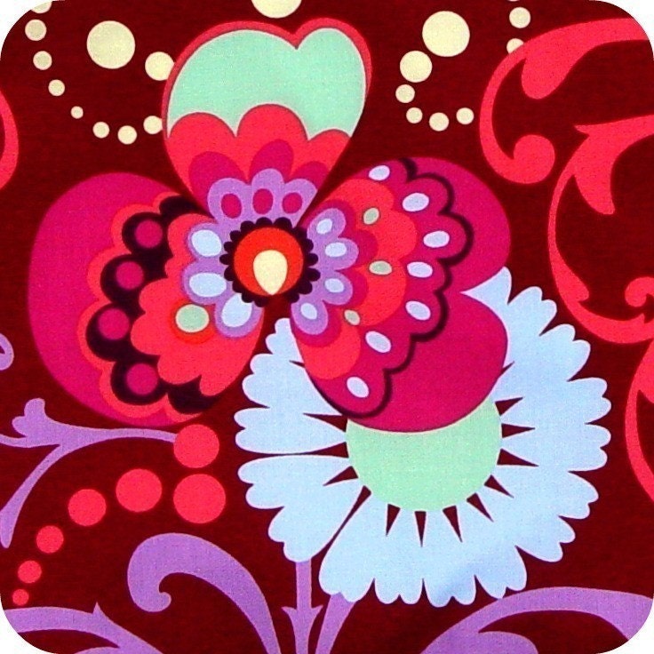Large 14 x 16  Wet Bag  / Wine Paradise Garden Amy Butler LOVE Fabric / Perfect for Diapers / Gym / Swim / SEALED SEAMS and Snap Strap