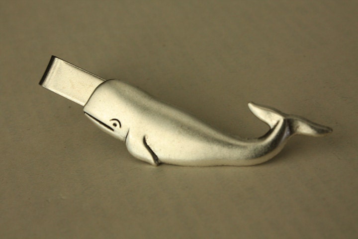 Silver Whale Tie Bar