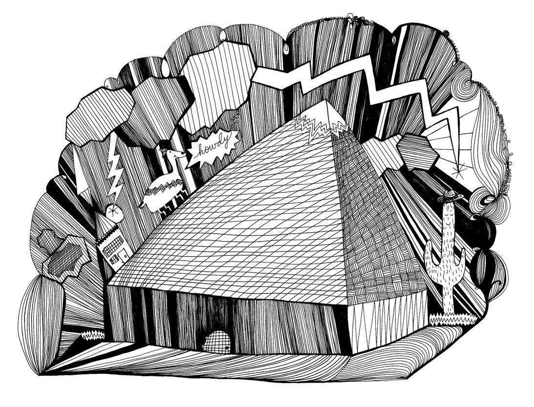Back at the Ranch 8x10 Fine Art Archival Print of Original Pen and Ink Drawing