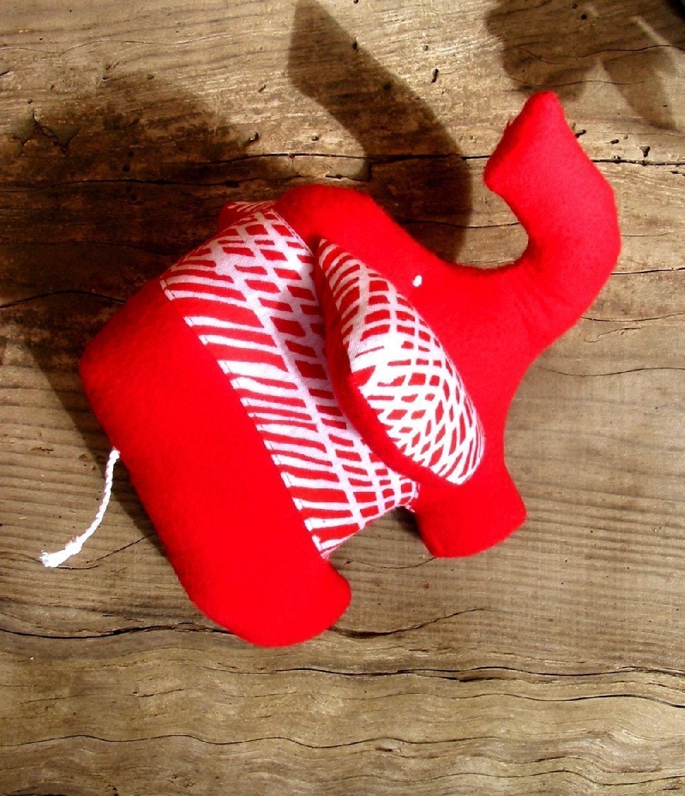 Limited Edition Red Flannel Elephant Soft Toy by Maiden Love 