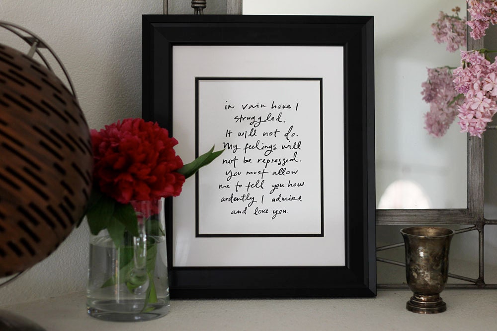 8x10 screenprint- Mr. Darcy proposal scene