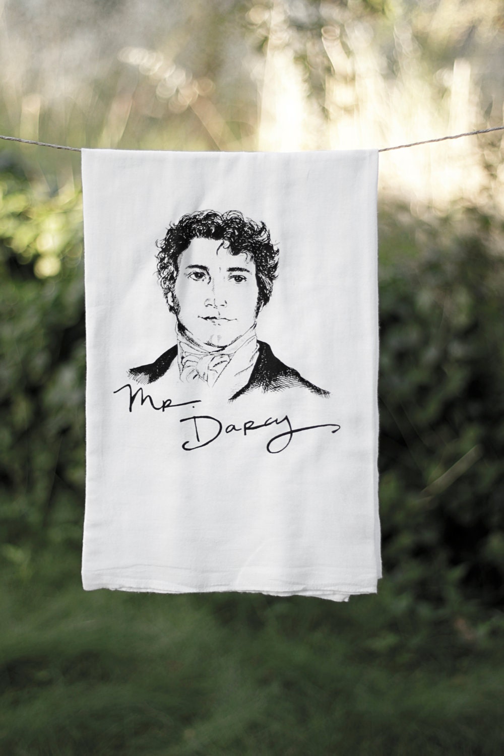 Mr. Darcy sketch dishtowel