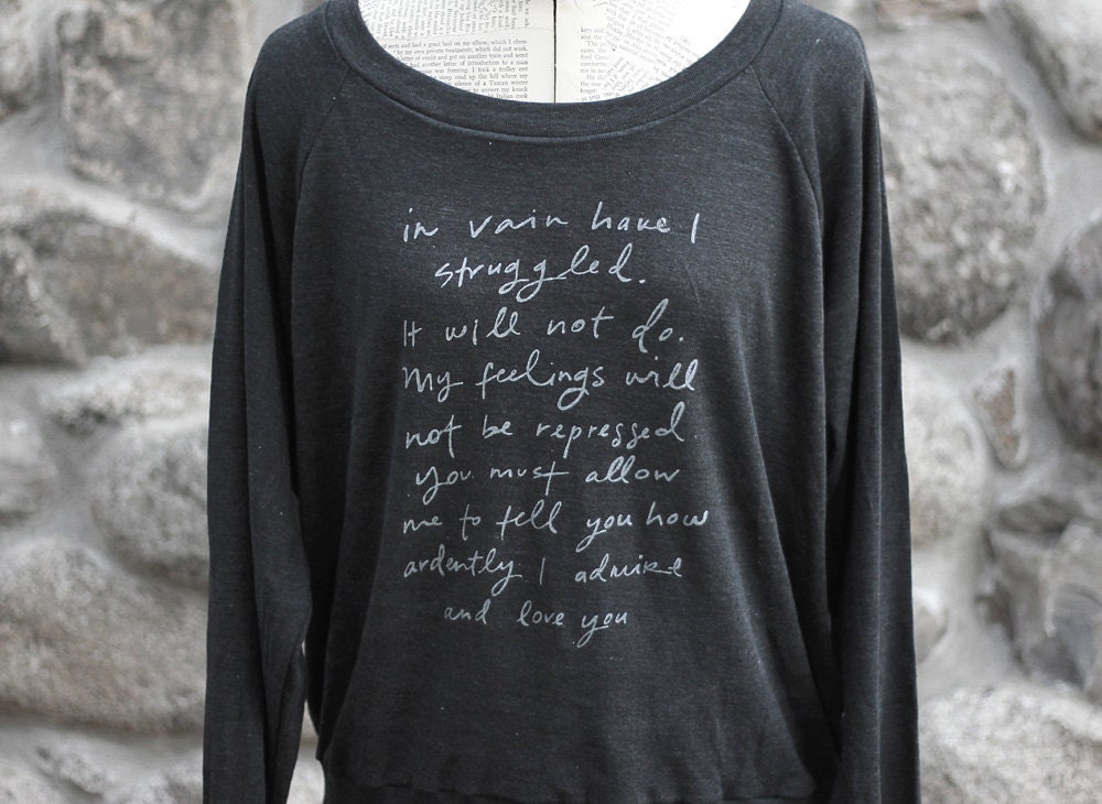 Slouchy Sweatshirt- gold on charcoal- size S, M, L - Jane Austen