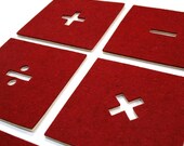 Math Signs Coaster Set - Red/White