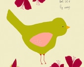 digital print, quote art, garden, art print, poster, illustration, library, gardener, floral bird print, studio mela -  WHAT A DAY (green)