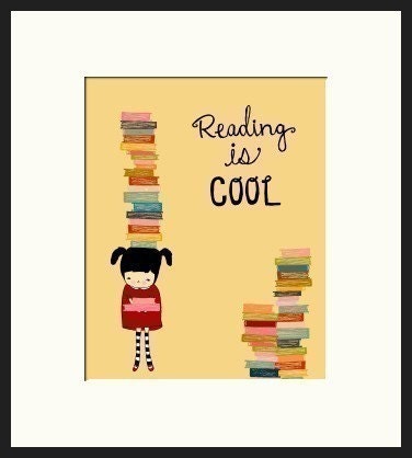 digital art poster, quote art, inspirational, illustration, nursery art, reading, books, childrens room, library, top seller, girls room