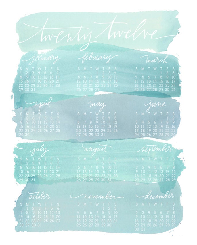 2012 calendar / watercolor wash