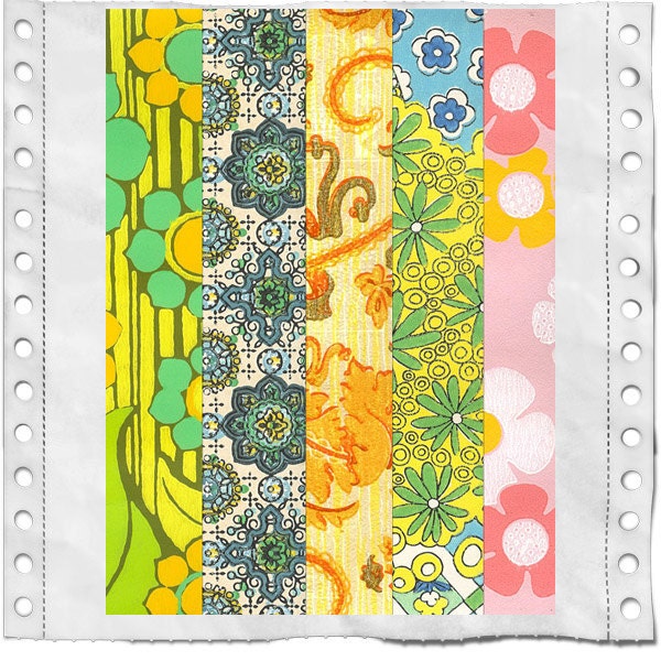Vintage Wallpaper 1960's for Collage and Mixed Media