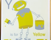 Robot Alphabet Print - Y is for Yellow