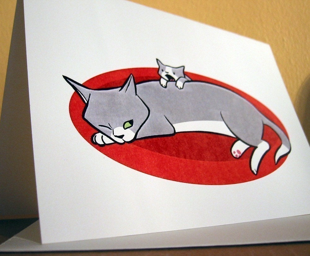 Cat and Kitten Blank Greeting Card