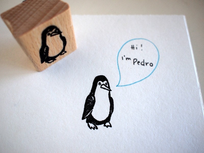 pedro the penguin - rubberstamp - 3x4cm