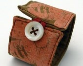 Fabric wrist cuff ,fiber art bracelet- Bees in Cosmos Flower