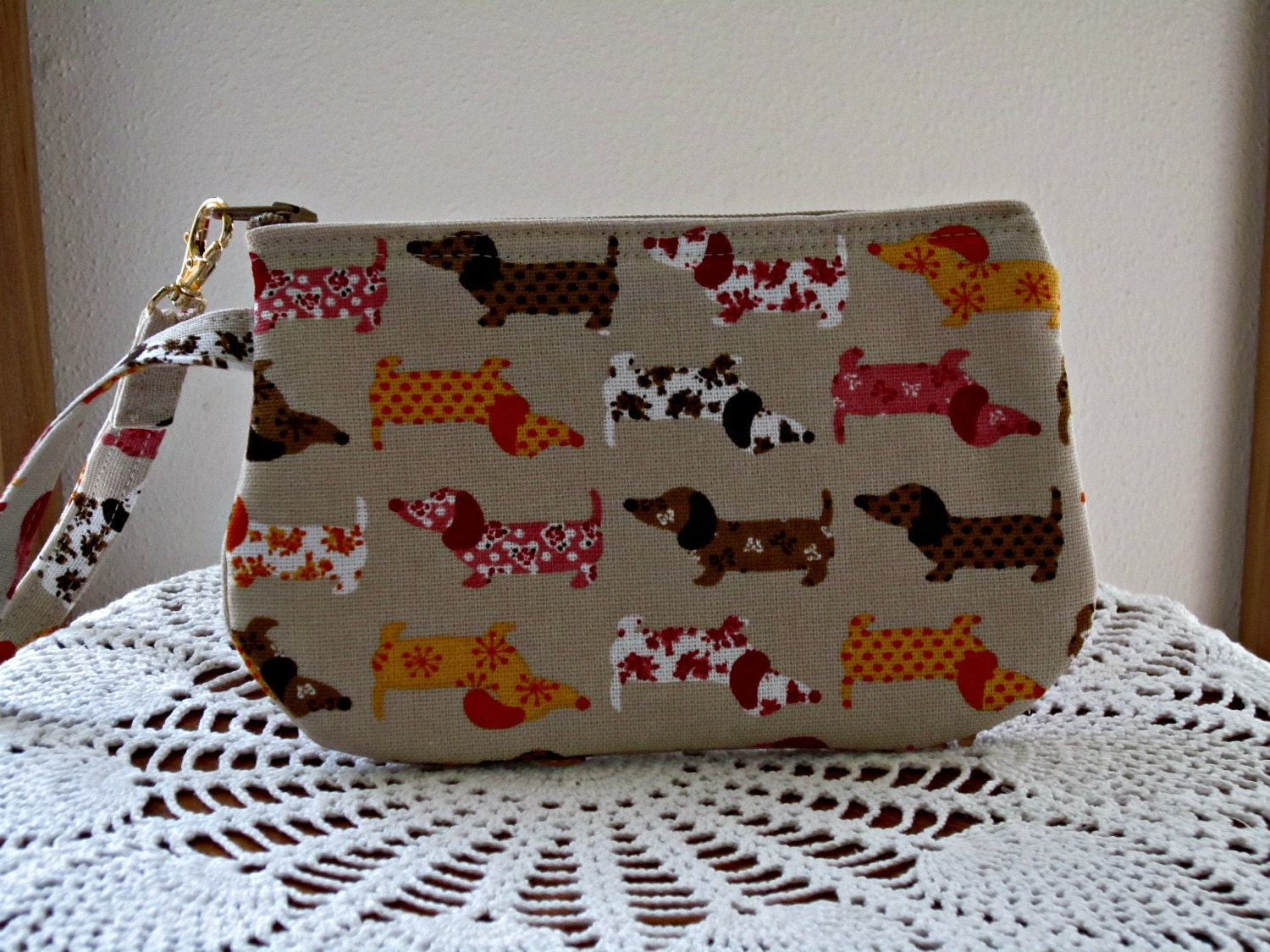 Clutch Wristlet Zipper Gadget Pouch Doxies on Parade