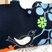 Handbag Purse Tote in  Bird on a Branch in Black Vintage Button Made in the USA