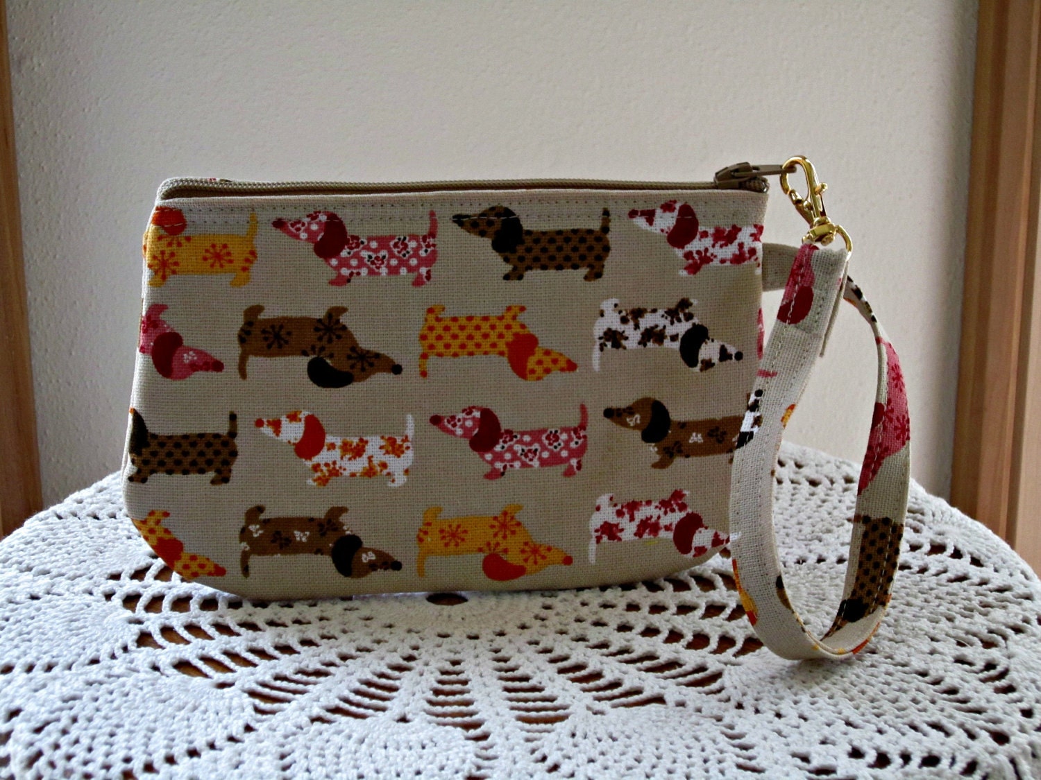 Clutch Wristlet Zipper Gadget Pouch Doxies on Parade