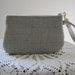 Handstamped Linen Wristlet Clutch Zipper Gadget Pouch Retro Bicycle Hand Embroidered