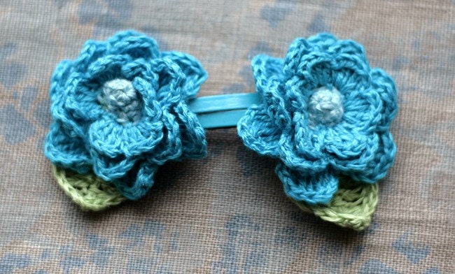 Linen flower hairpins - set of 2