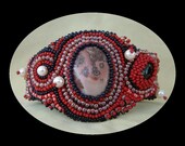 Raspberry Caviar - Artisan Handmade Bead Embroidered Bracelet