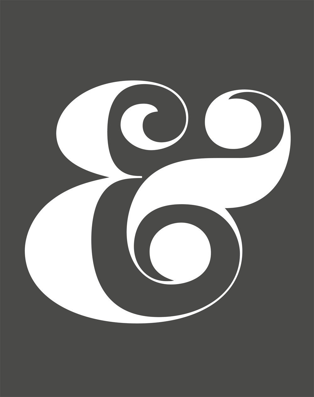 Grey Ampersand Giclee Art Print - 11 x 14
