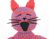 peggy -  orange striped purple plush crocheted cat softie