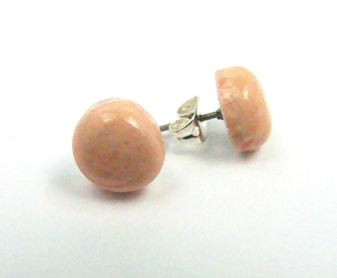 Stud Earrings Peach Blush Ceramic