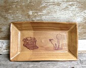 Stoneware Platter With Victorian Typewriter and Electric Light