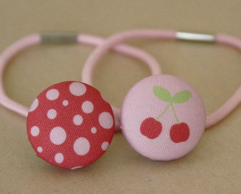 Cherries - Fabric Covered Hair Bobbles