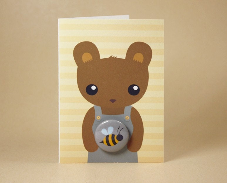 Bumble Bee Teddy Bear Gift Card featuring Badge
