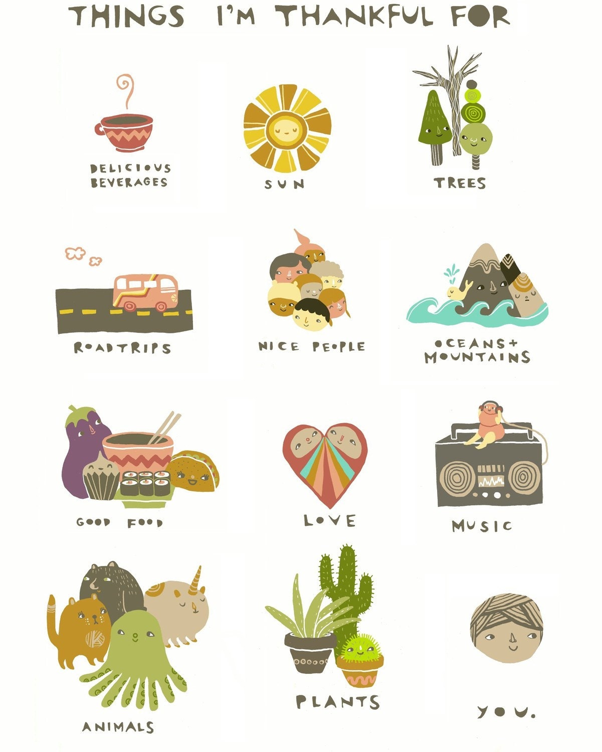 Things I'm Thankful For Print 8x10