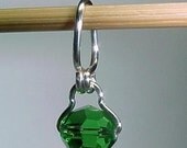Knitting Stitch Markers -  Emerald Green Crystal Suspended Bead Stitch Markers - Set Of 6 - US 2 - Item No. 120
