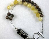 Dragonfly Bracelet for Knitting and Crochet - Leopard Skin Jasper Abacus Row Counting - Item No. 774