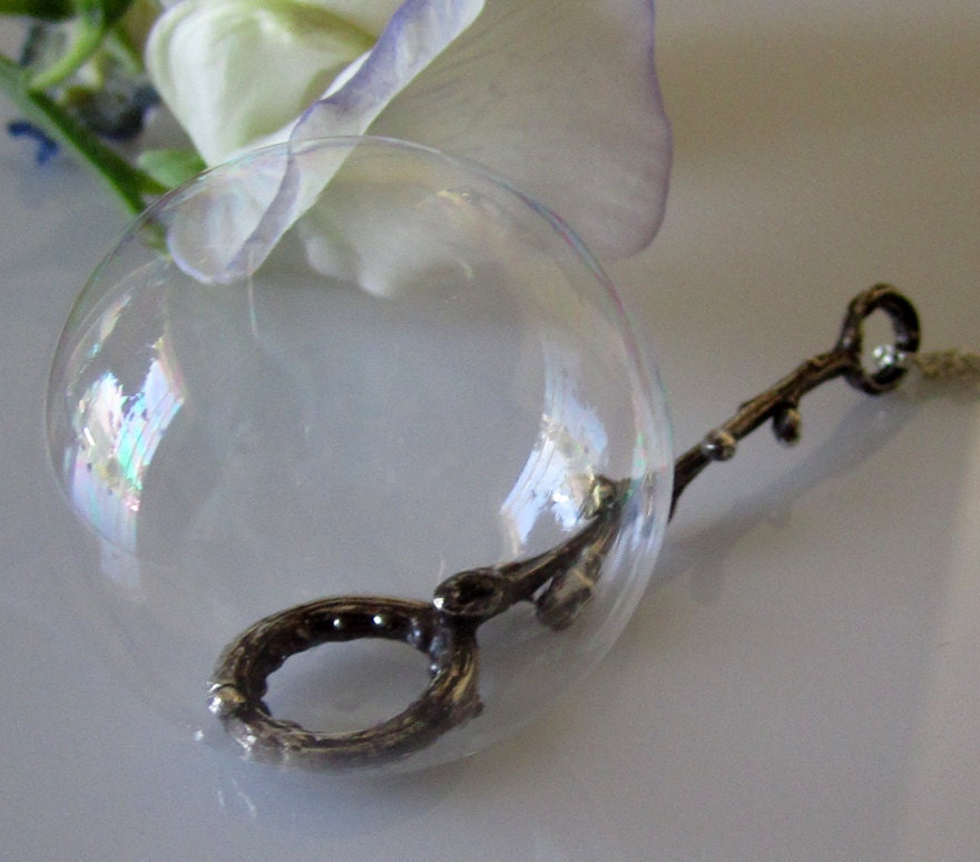 Medium Sterling bubble wand, twig, dark finish, Made to order